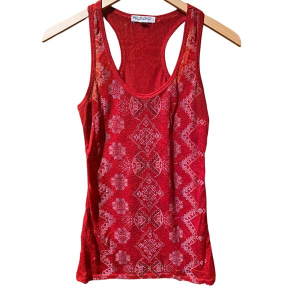 Boho Geometric Wallflower Red print Long tank Size Medium Casual Comfy Aztec - Picture 1 of 5